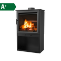Kaminofen 5,1 kW schwarz mit Holzlagerfach
