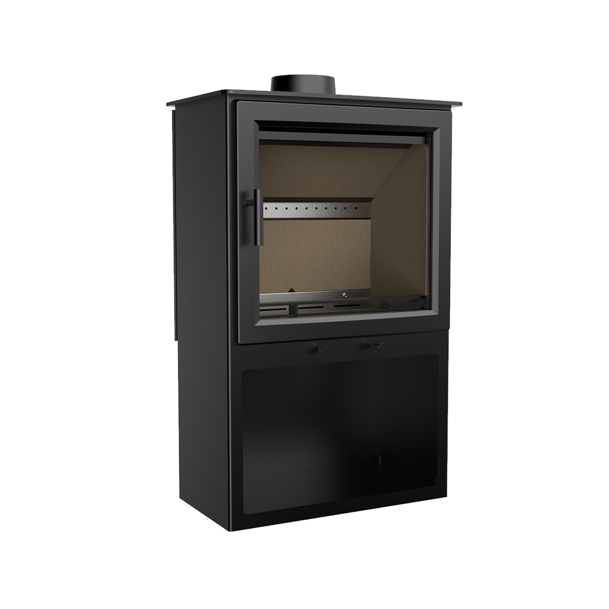 Kaminofen 5,1 kW schwarz mit Holzlagerfach