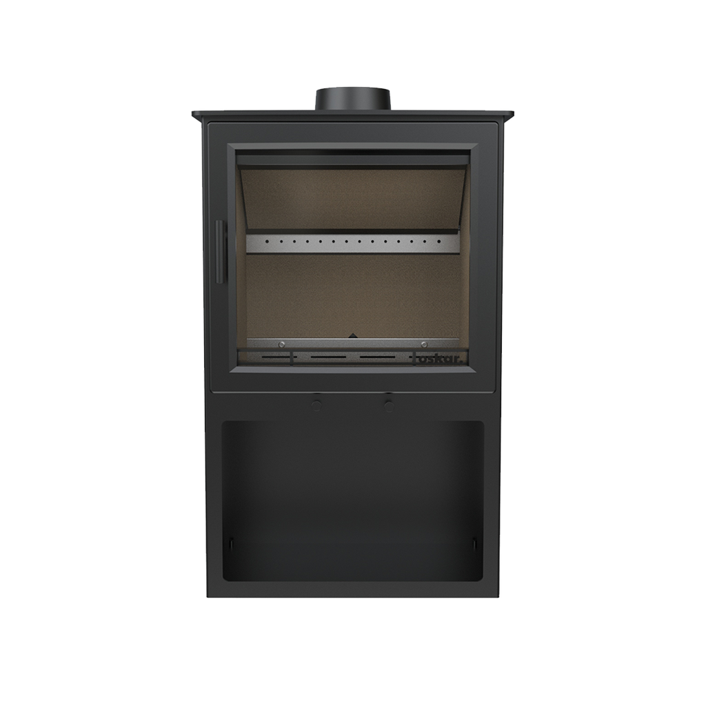 Kaminofen 5,1 kW schwarz mit Holzlagerfach